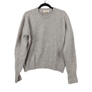Vintage L.L. Bean Mens Gray Camel Hair Lambswool Elbow Patch Sweater - Size M